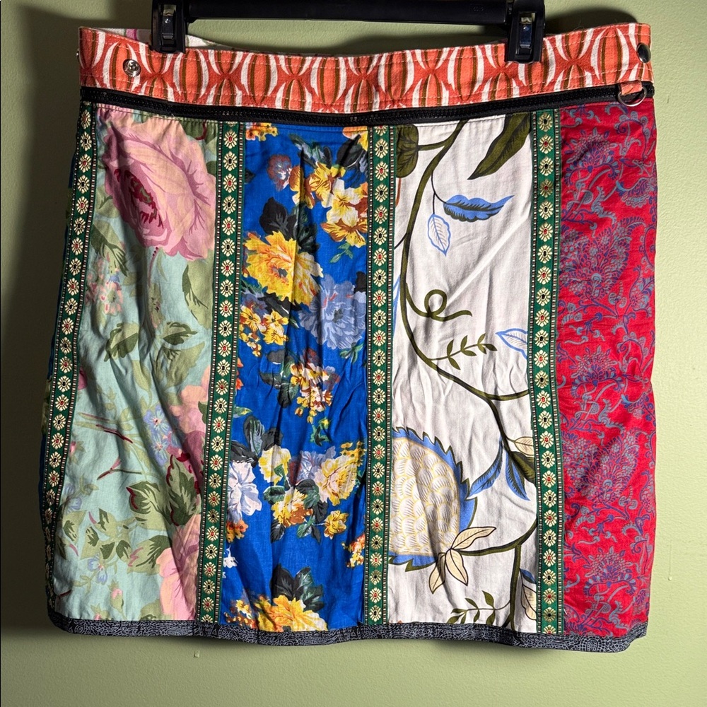 Patchwork Floral Mini Skirt in Teal, Pink & Green - Picture 6 of 16